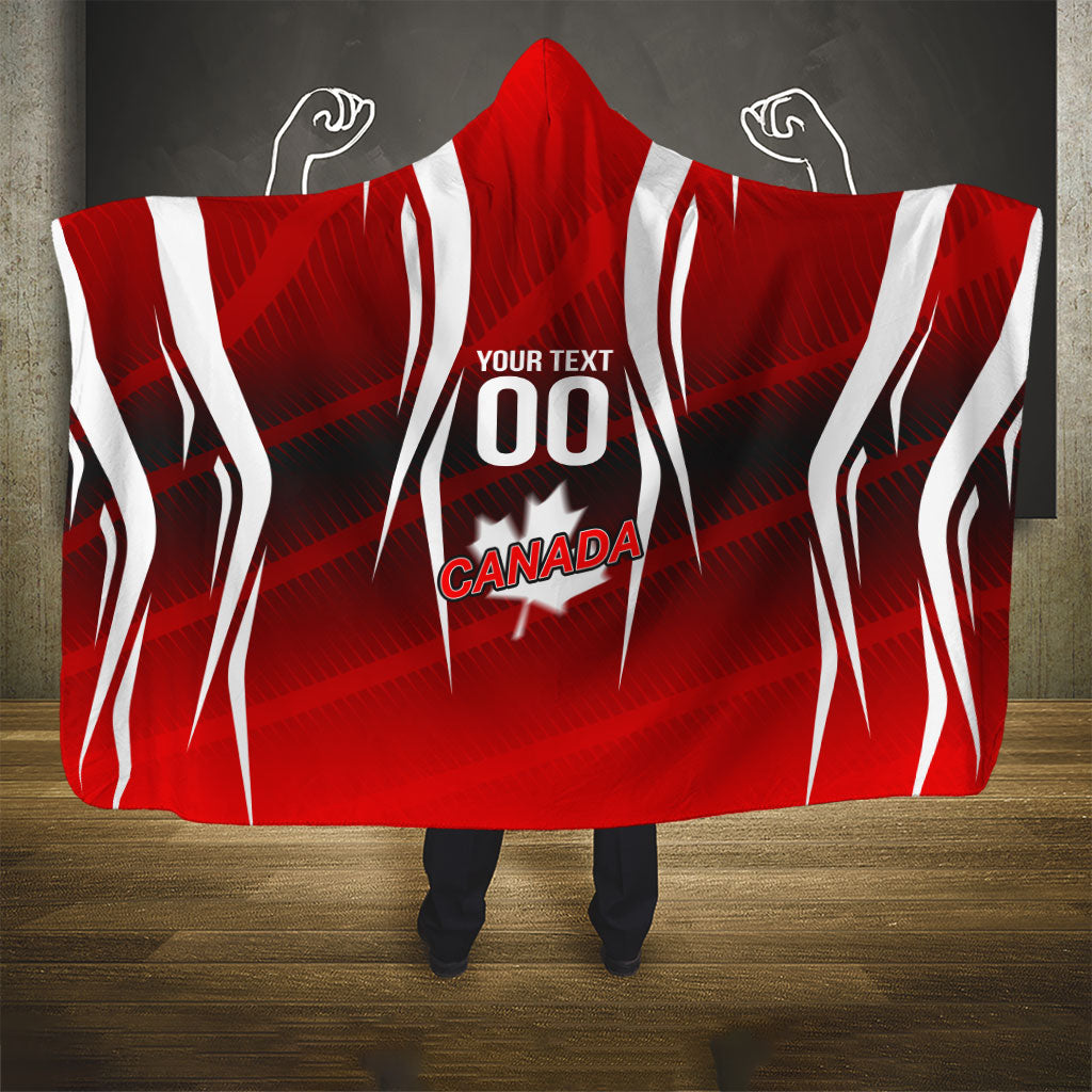 Custom Canada Soccer Player Hooded Blanket Go Canada Maple Leaf