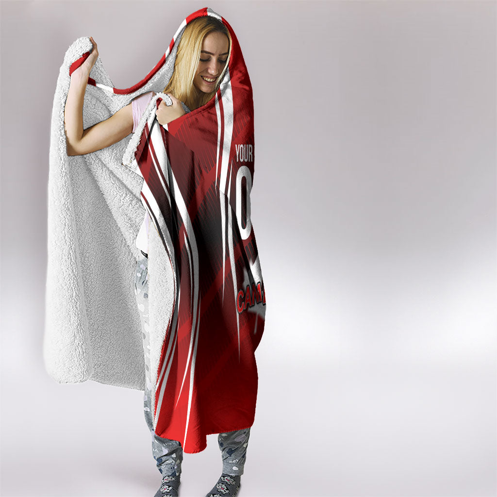 Custom Canada Soccer Player Hooded Blanket Go Canada Maple Leaf