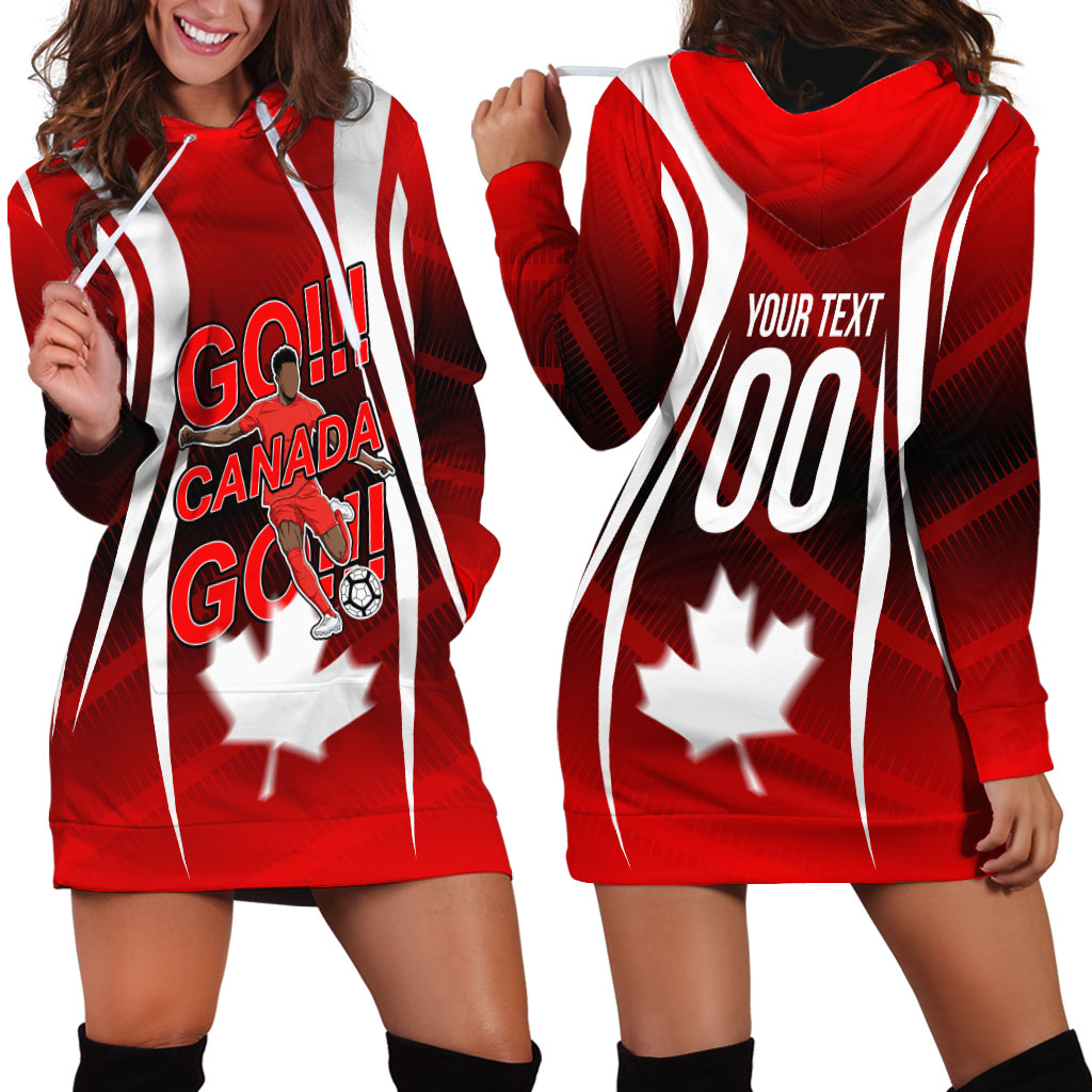 Custom Canada Soccer Player Hoodie Dress Go Canada Maple Leaf