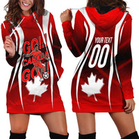 Custom Canada Soccer Player Hoodie Dress Go Canada Maple Leaf