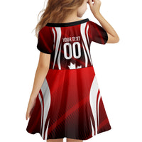 Custom Canada Soccer Player Kid Short Sleeve Dress Go Canada Maple Leaf