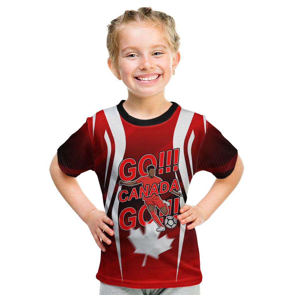 Custom Canada Soccer Player Kid T Shirt Go Canada Maple Leaf