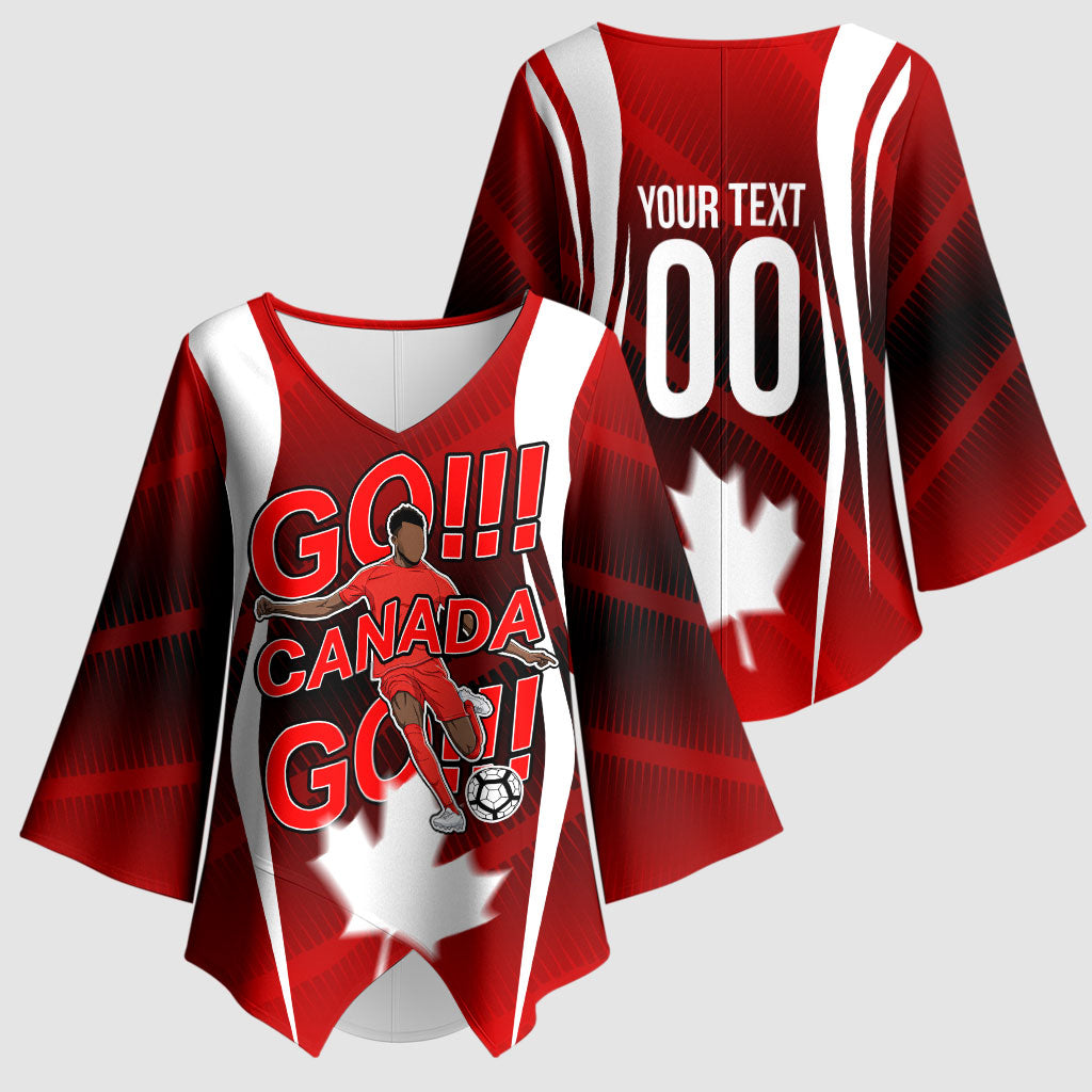 Custom Canada Soccer Player Kimono Sleeve Blouse Go Canada Maple Leaf