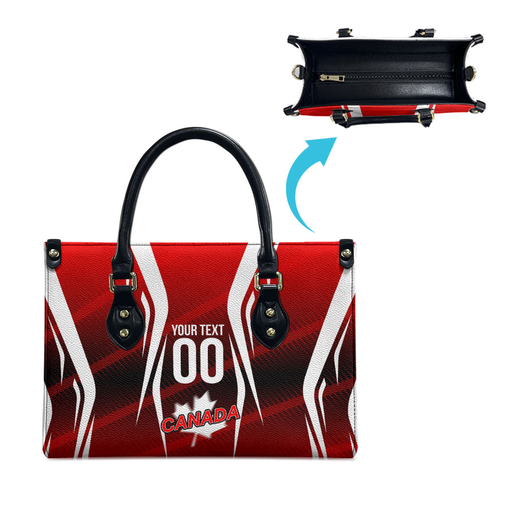 Custom Canada Soccer Player Leather Bag Go Canada Maple Leaf