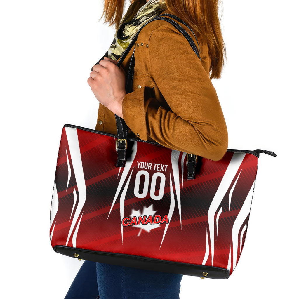 Custom Canada Soccer Player Leather Tote Bag Go Canada Maple Leaf