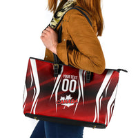 Custom Canada Soccer Player Leather Tote Bag Go Canada Maple Leaf