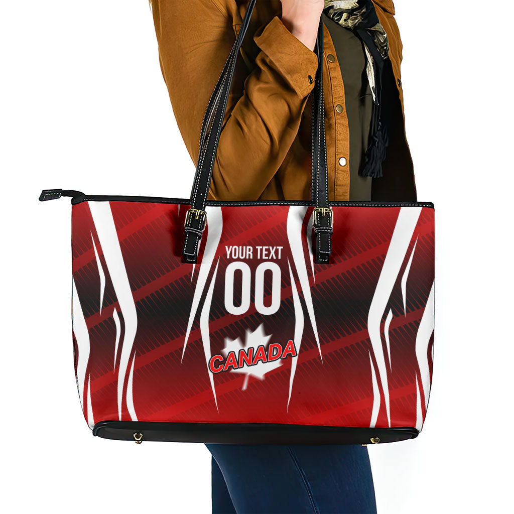 Custom Canada Soccer Player Leather Tote Bag Go Canada Maple Leaf