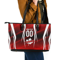 Custom Canada Soccer Player Leather Tote Bag Go Canada Maple Leaf