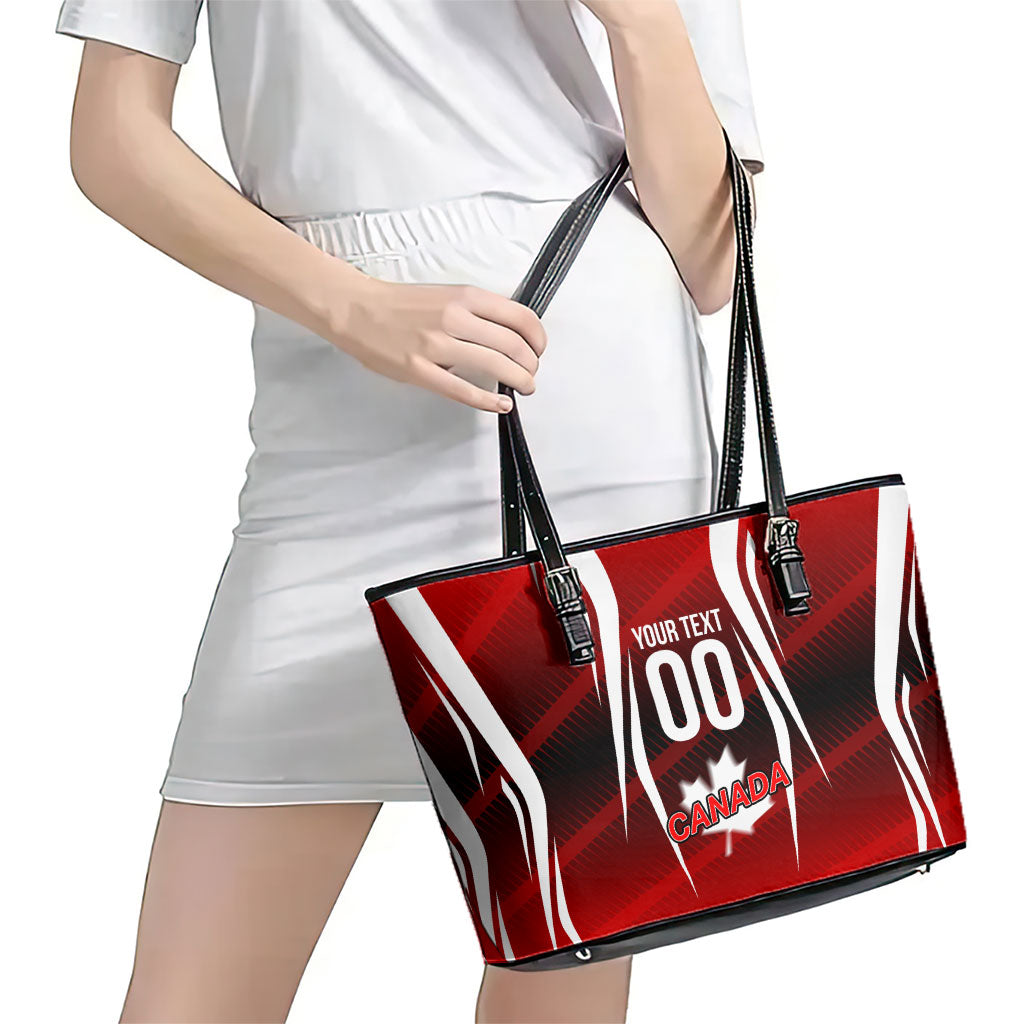 Custom Canada Soccer Player Leather Tote Bag Go Canada Maple Leaf