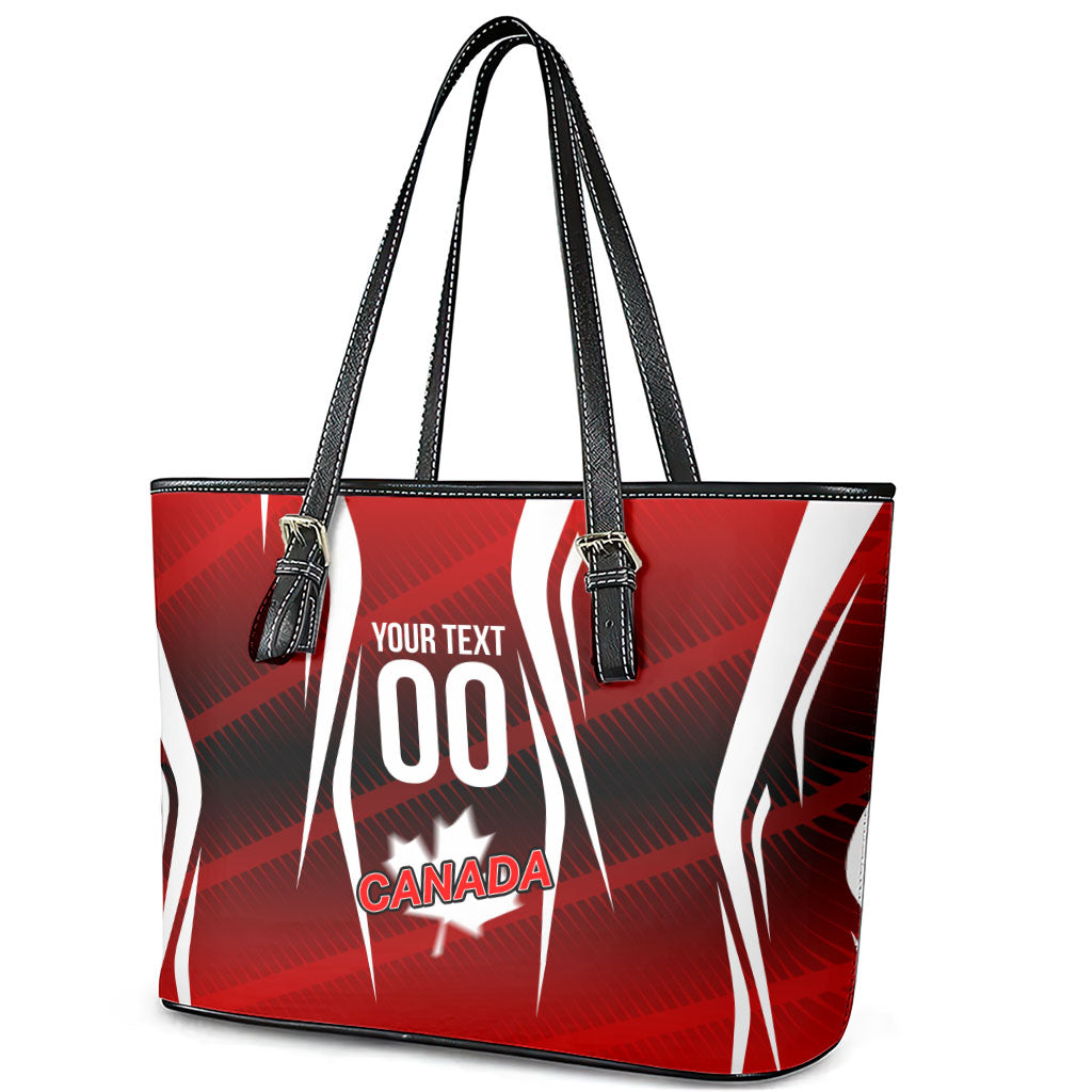 Custom Canada Soccer Player Leather Tote Bag Go Canada Maple Leaf