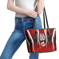 Custom Canada Soccer Player Leather Tote Bag Go Canada Maple Leaf