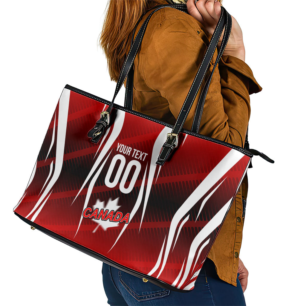 Custom Canada Soccer Player Leather Tote Bag Go Canada Maple Leaf