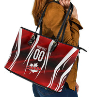 Custom Canada Soccer Player Leather Tote Bag Go Canada Maple Leaf