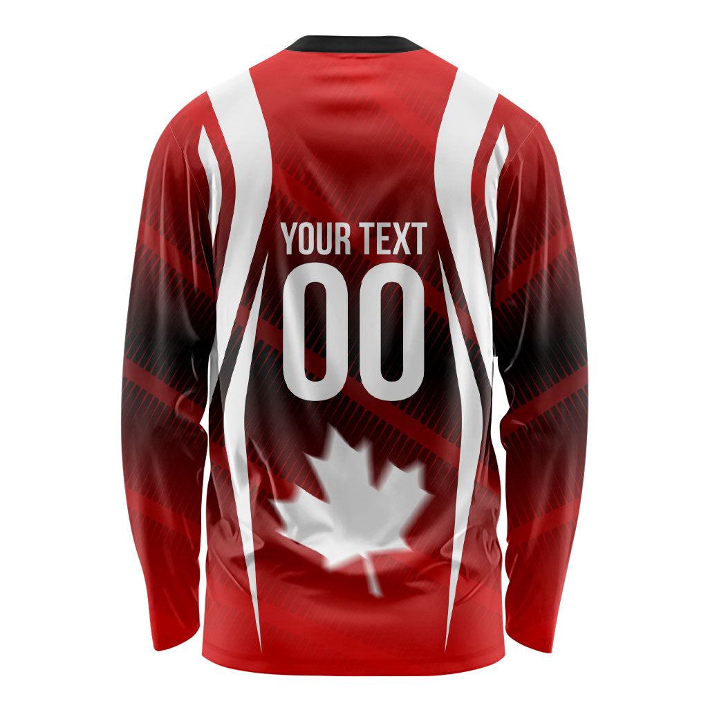 Custom Canada Soccer Player Long Sleeve Shirt Go Canada Maple Leaf