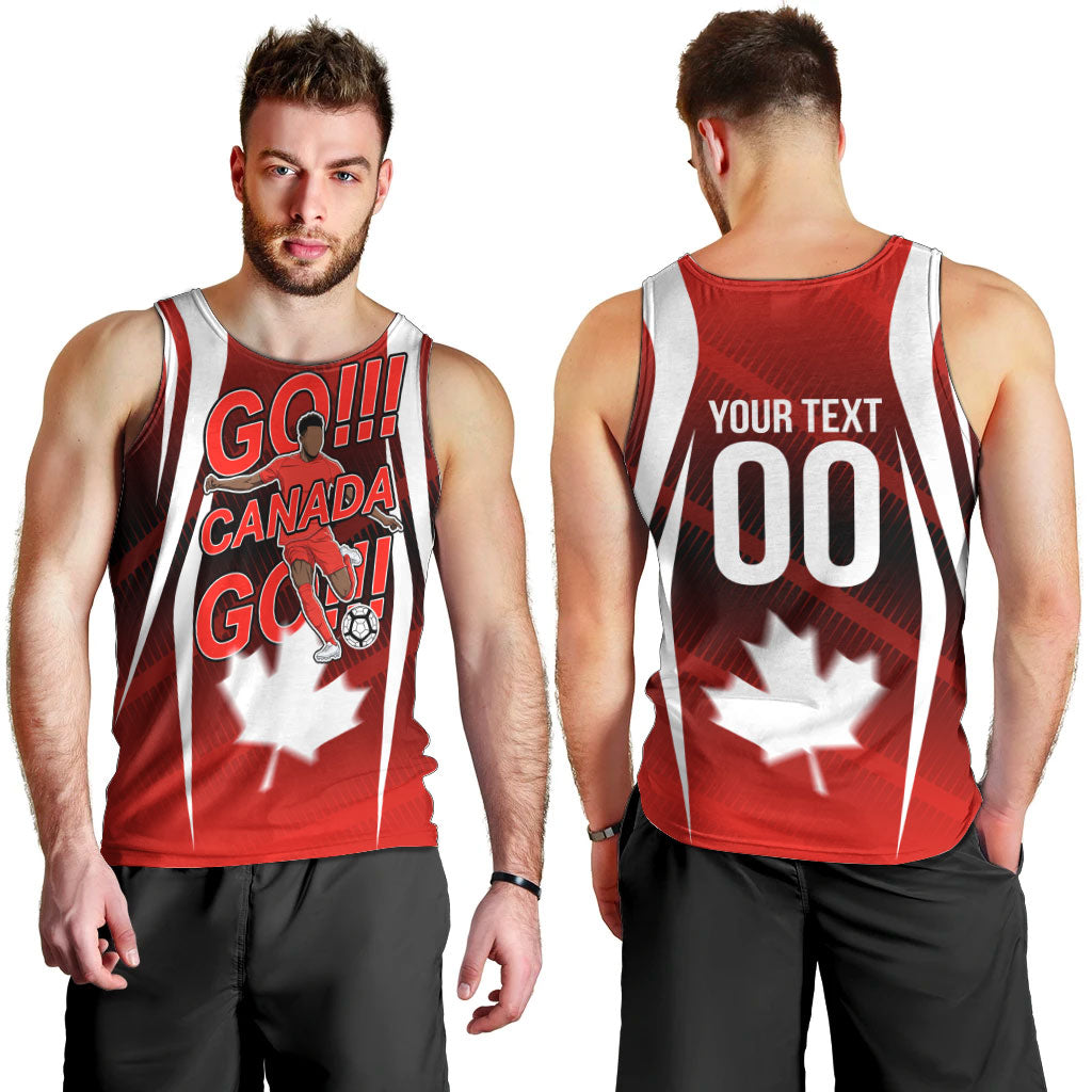 Custom Canada Soccer Player Men Tank Top Go Canada Maple Leaf