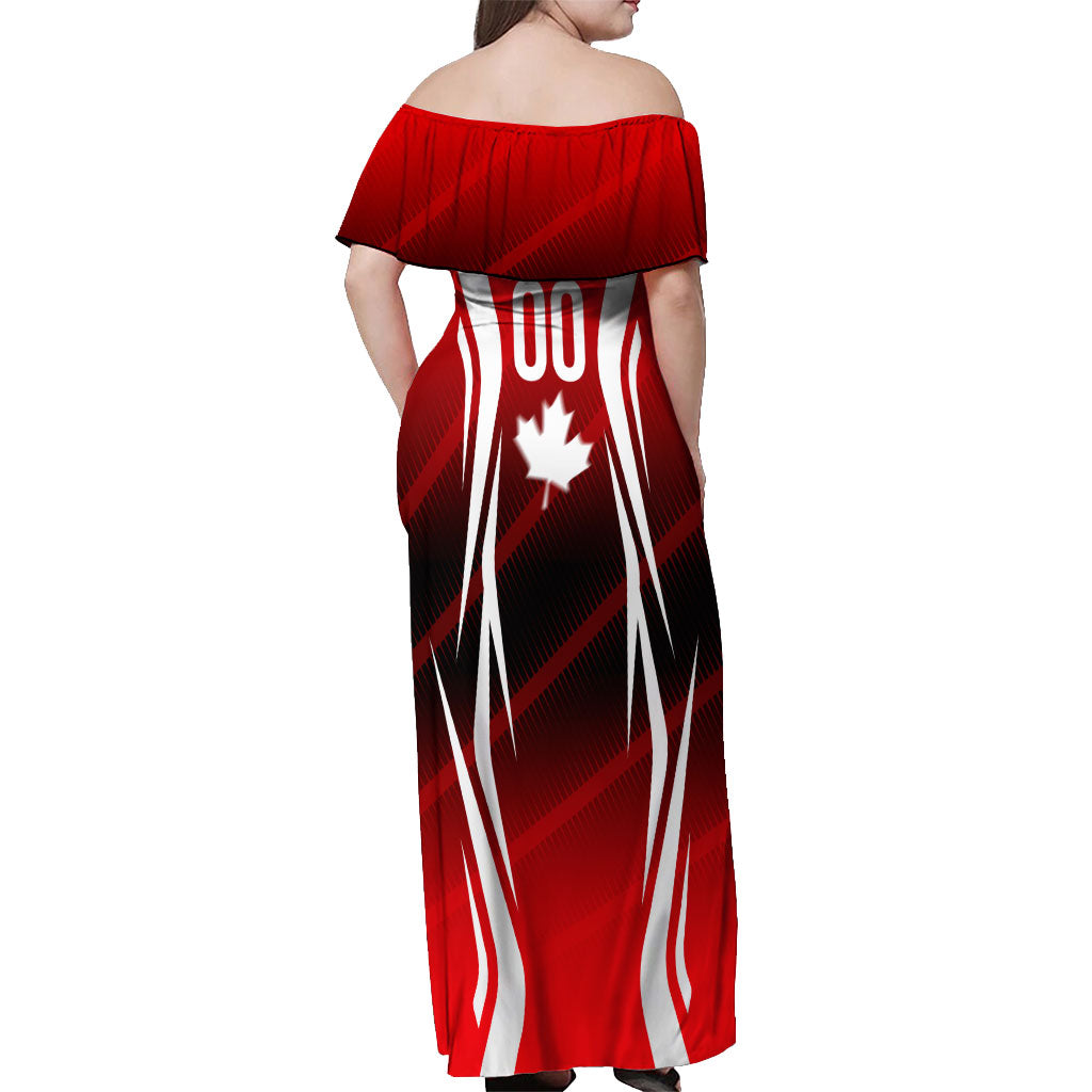 Custom Canada Soccer Player Off Shoulder Maxi Dress Go Canada Maple Leaf