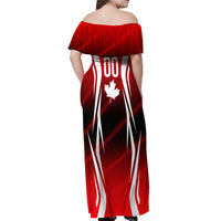 Custom Canada Soccer Player Off Shoulder Maxi Dress Go Canada Maple Leaf