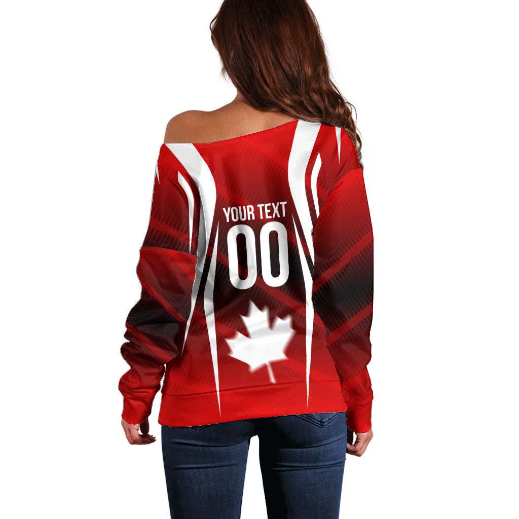 Custom Canada Soccer Player Off Shoulder Sweater Go Canada Maple Leaf