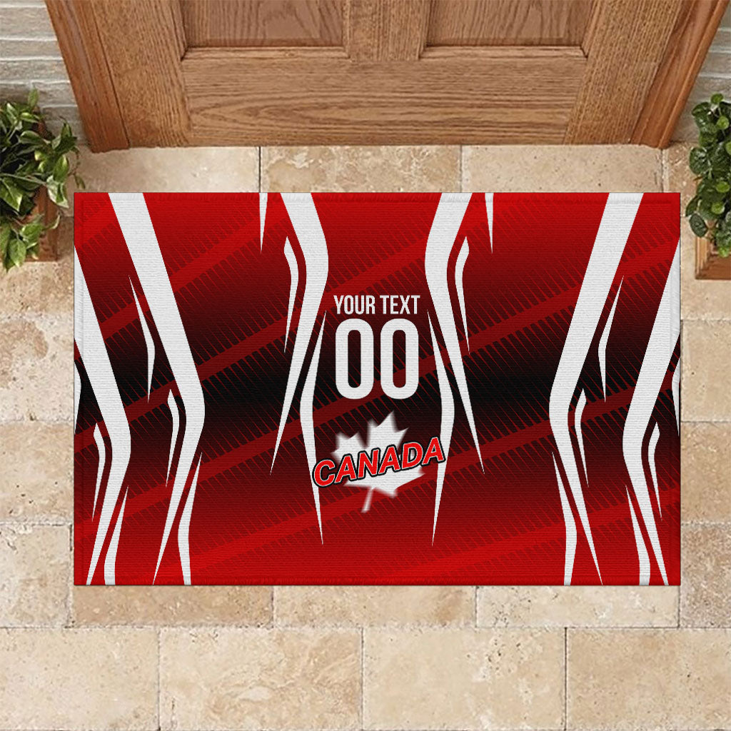Custom Canada Soccer Player Rubber Doormat Go Canada Maple Leaf