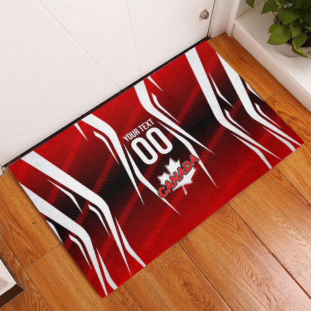 Custom Canada Soccer Player Rubber Doormat Go Canada Maple Leaf
