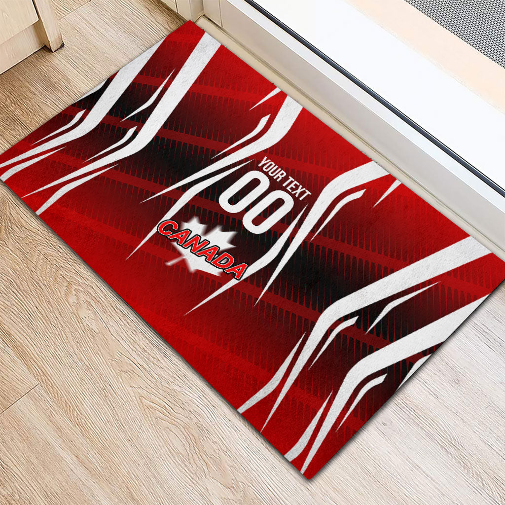Custom Canada Soccer Player Rubber Doormat Go Canada Maple Leaf