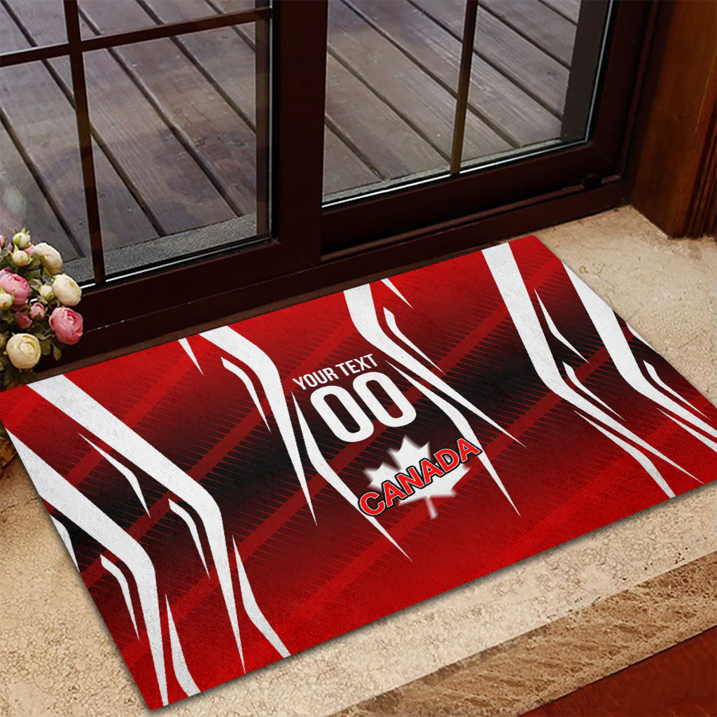 Custom Canada Soccer Player Rubber Doormat Go Canada Maple Leaf