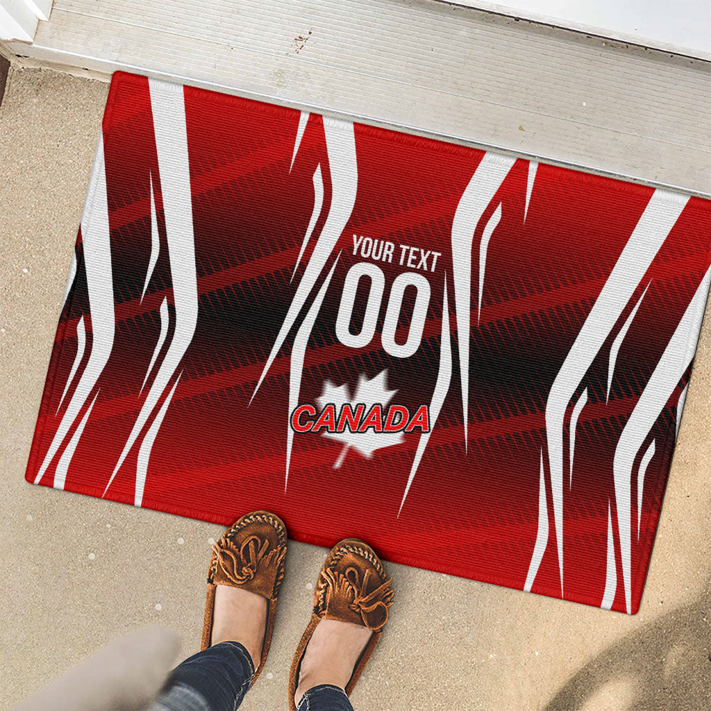 Custom Canada Soccer Player Rubber Doormat Go Canada Maple Leaf