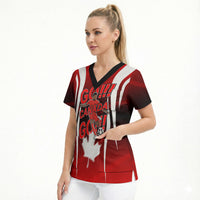 Custom Canada Soccer Player Scrub Top Go Canada Maple Leaf