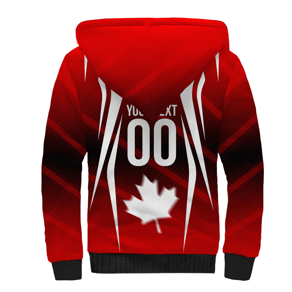 Custom Canada Soccer Player Sherpa Hoodie Go Canada Maple Leaf