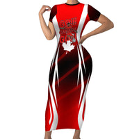 Custom Canada Soccer Player Short Sleeve Bodycon Dress Go Canada Maple Leaf