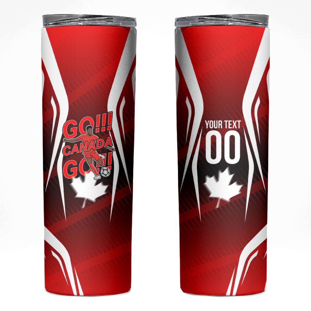 Custom Canada Soccer Player Skinny Tumbler Go Canada Maple Leaf