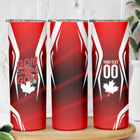 Custom Canada Soccer Player Skinny Tumbler Go Canada Maple Leaf