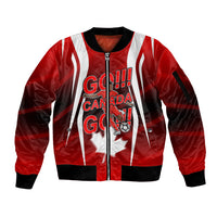 Custom Canada Soccer Player Sleeve Zip Bomber Jacket Go Canada Maple Leaf