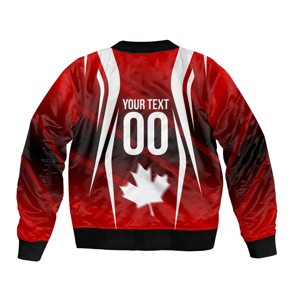 Custom Canada Soccer Player Sleeve Zip Bomber Jacket Go Canada Maple Leaf