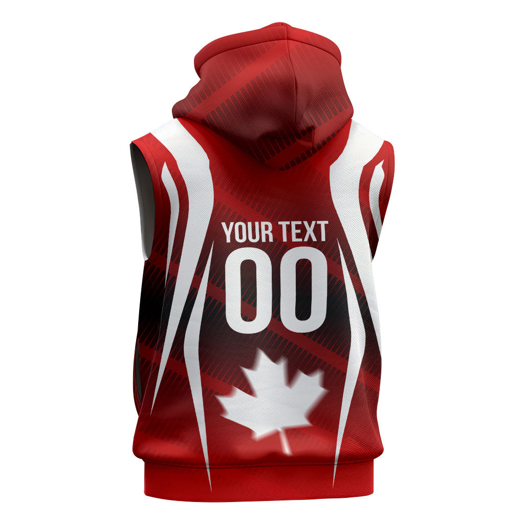 Custom Canada Soccer Player Sleeveless Hoodie Go Canada Maple Leaf