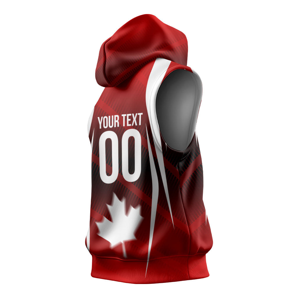 Custom Canada Soccer Player Sleeveless Hoodie Go Canada Maple Leaf