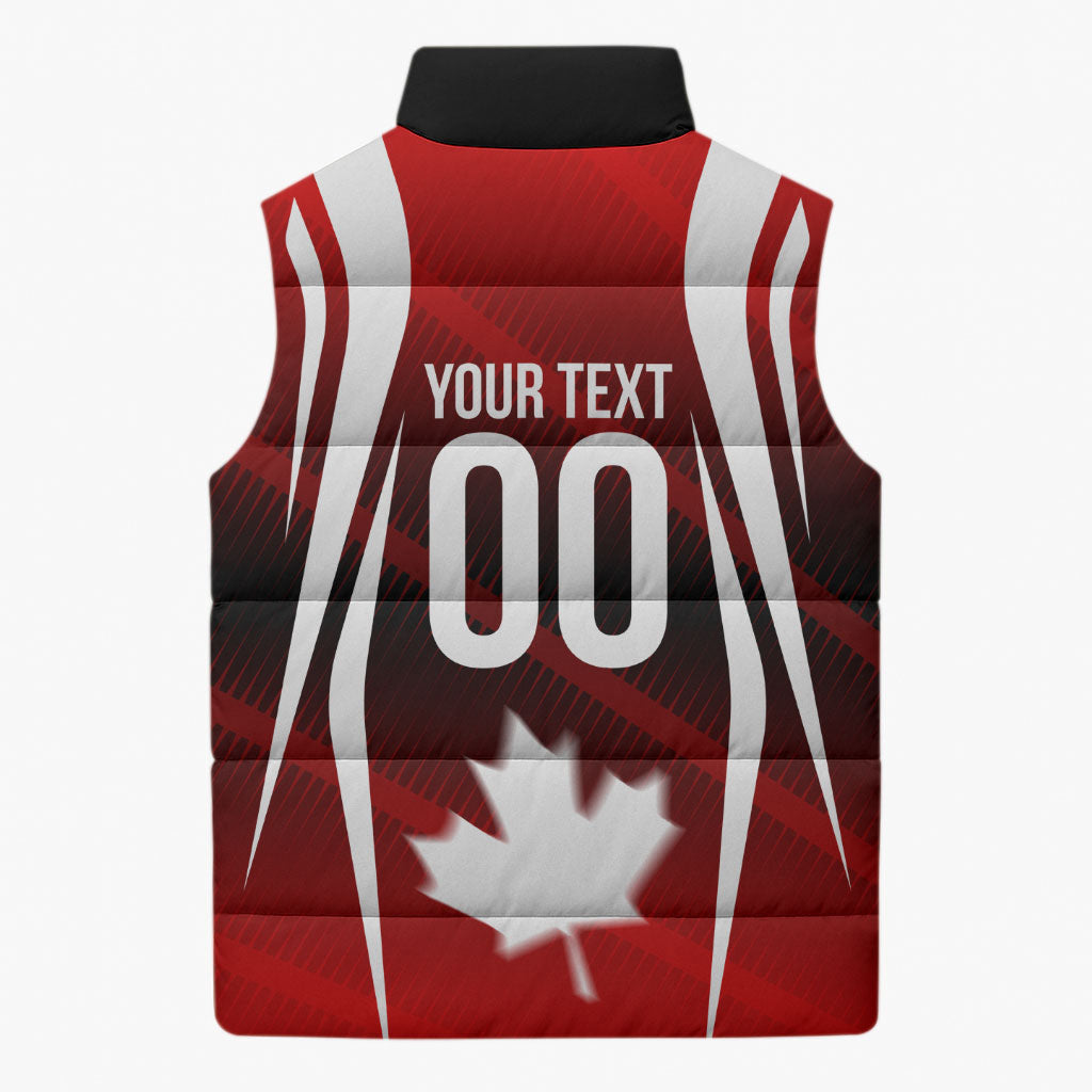 Custom Canada Soccer Player Sleeveless Puffer Jacket Go Canada Maple Leaf