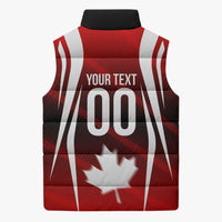 Custom Canada Soccer Player Sleeveless Puffer Jacket Go Canada Maple Leaf