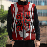 Custom Canada Soccer Player Sleeveless Puffer Jacket Go Canada Maple Leaf