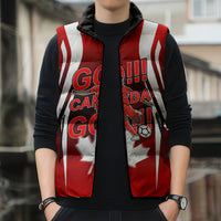 Custom Canada Soccer Player Sleeveless Puffer Jacket Go Canada Maple Leaf