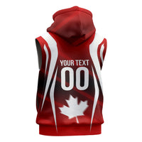 Custom Canada Soccer Player Sleeveless Zip Hoodie Go Canada Maple Leaf