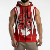 Custom Canada Soccer Player Sleeveless Zip Hoodie Go Canada Maple Leaf