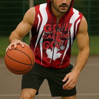 Custom Canada Soccer Player Sleeveless Zip Hoodie Go Canada Maple Leaf