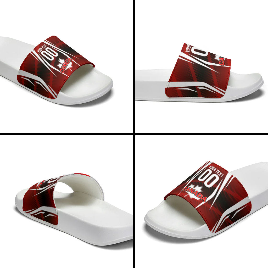 Custom Canada Soccer Player Slide Sandals Go Canada Maple Leaf