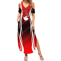 Custom Canada Soccer Player Summer Maxi Dress Go Canada Maple Leaf