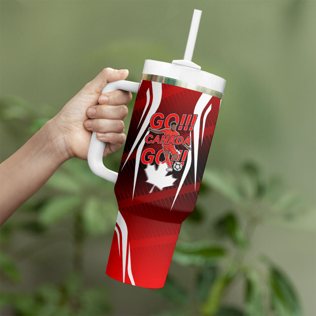 Custom Canada Soccer Player Tumbler With Handle Go Canada Maple Leaf