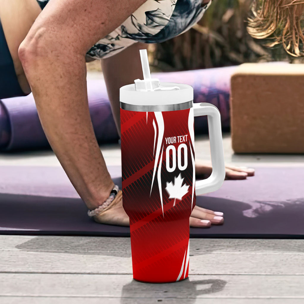 Custom Canada Soccer Player Tumbler With Handle Go Canada Maple Leaf