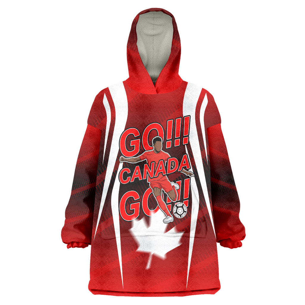 Custom Canada Soccer Player Wearable Blanket Hoodie Go Canada Maple Leaf