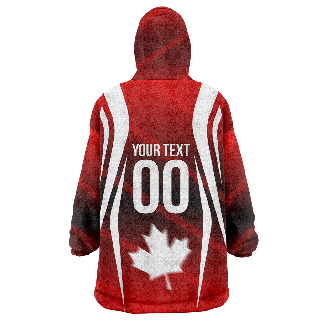 Custom Canada Soccer Player Wearable Blanket Hoodie Go Canada Maple Leaf