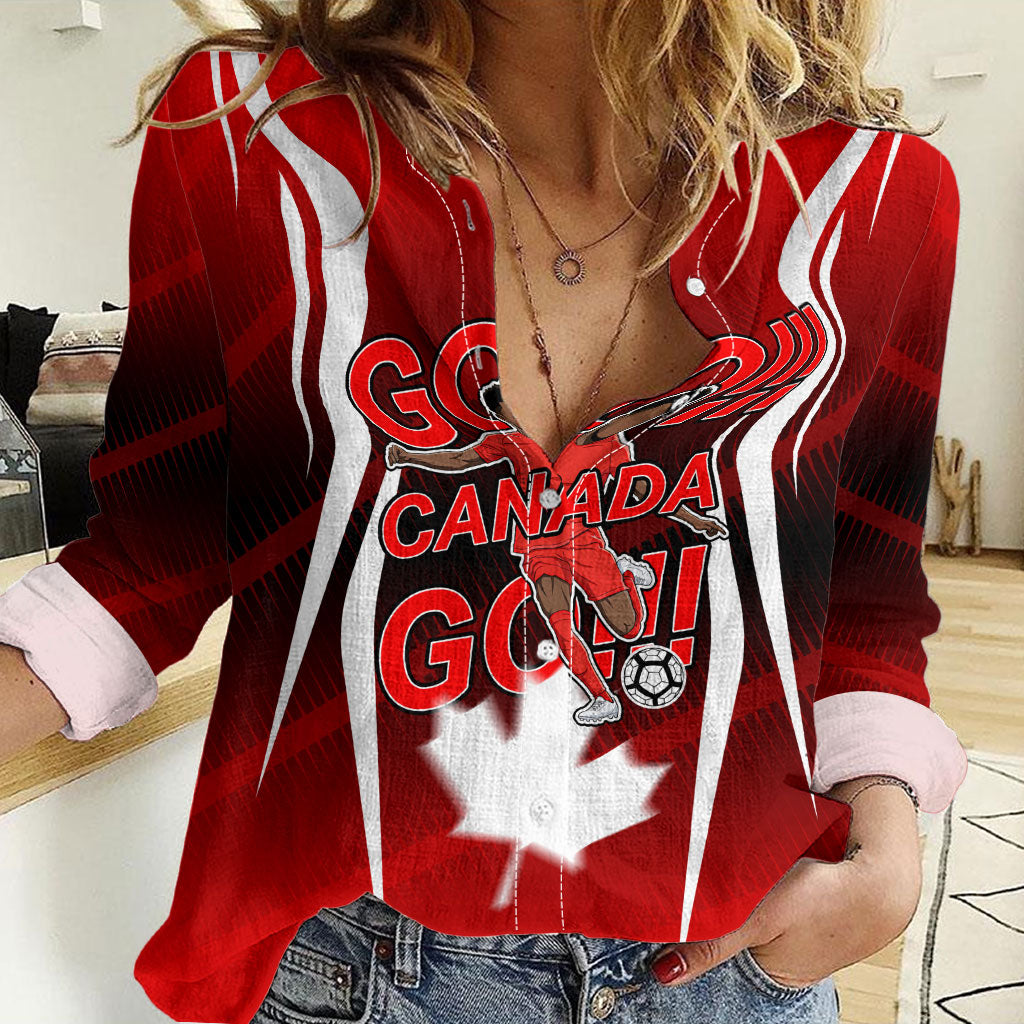 Custom Canada Soccer Player Women Casual Shirt Go Canada Maple Leaf